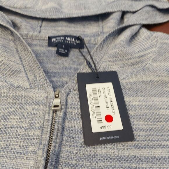 Peter Millar Crown Crafted Ravello Full Zip Hoodie Jumper Blue Frost Men's L - Picture 4 of 5